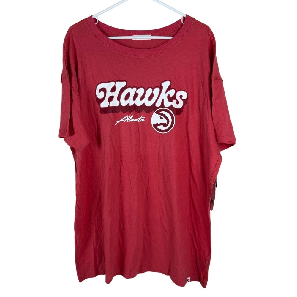 '47 Womens XL Atlanta Hawks T-Shirt Red Candy Apple NBA Basketball Graphic Tee‎